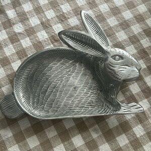 Vintage Pewter Rabbit Candy Dish Tray
